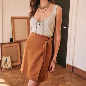 Sezane Size 2 high-waist linen wrap skirt NWT